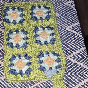 Green and Blue Fully Lined Granny Square Zip Pouch